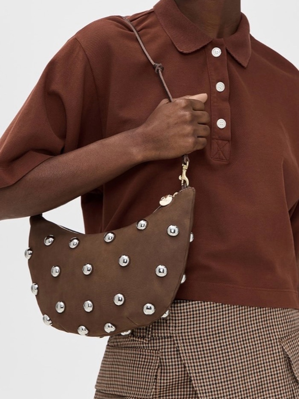 Clare V. Lune Bag studs choco bar